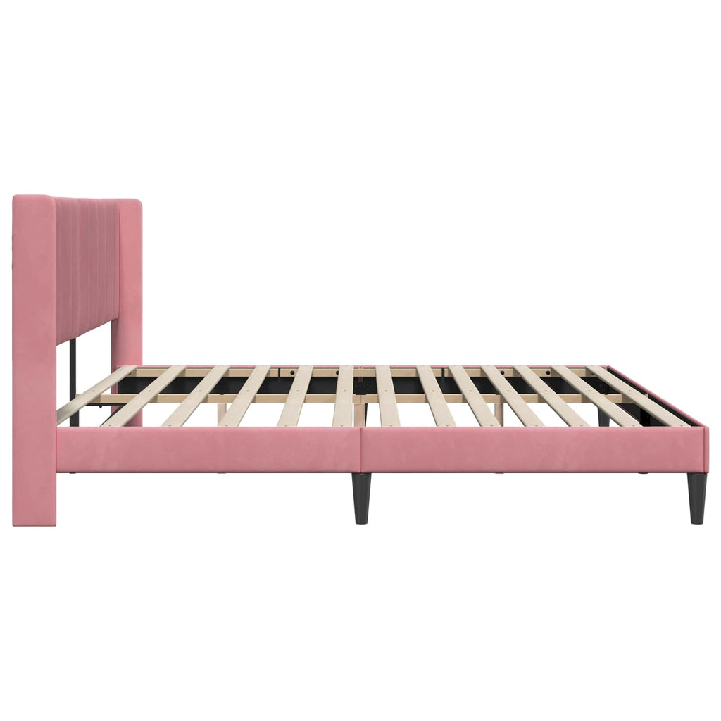 Bettrahmen mit Kopfteil Rosa 180 x 200 cm Samt