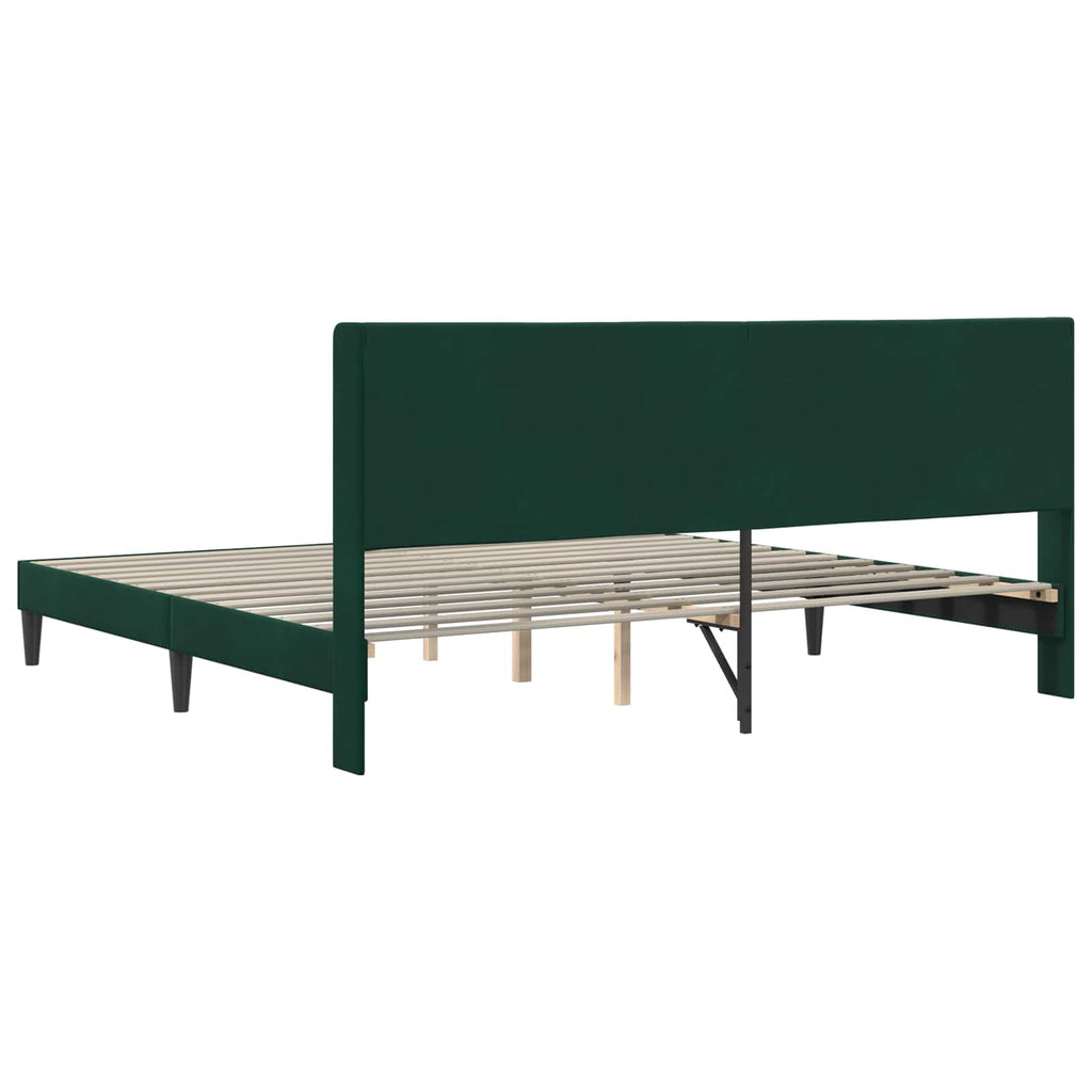 Bettrahmen mit Kopfteil Dunkelgrün 200 x 200 cm Samt