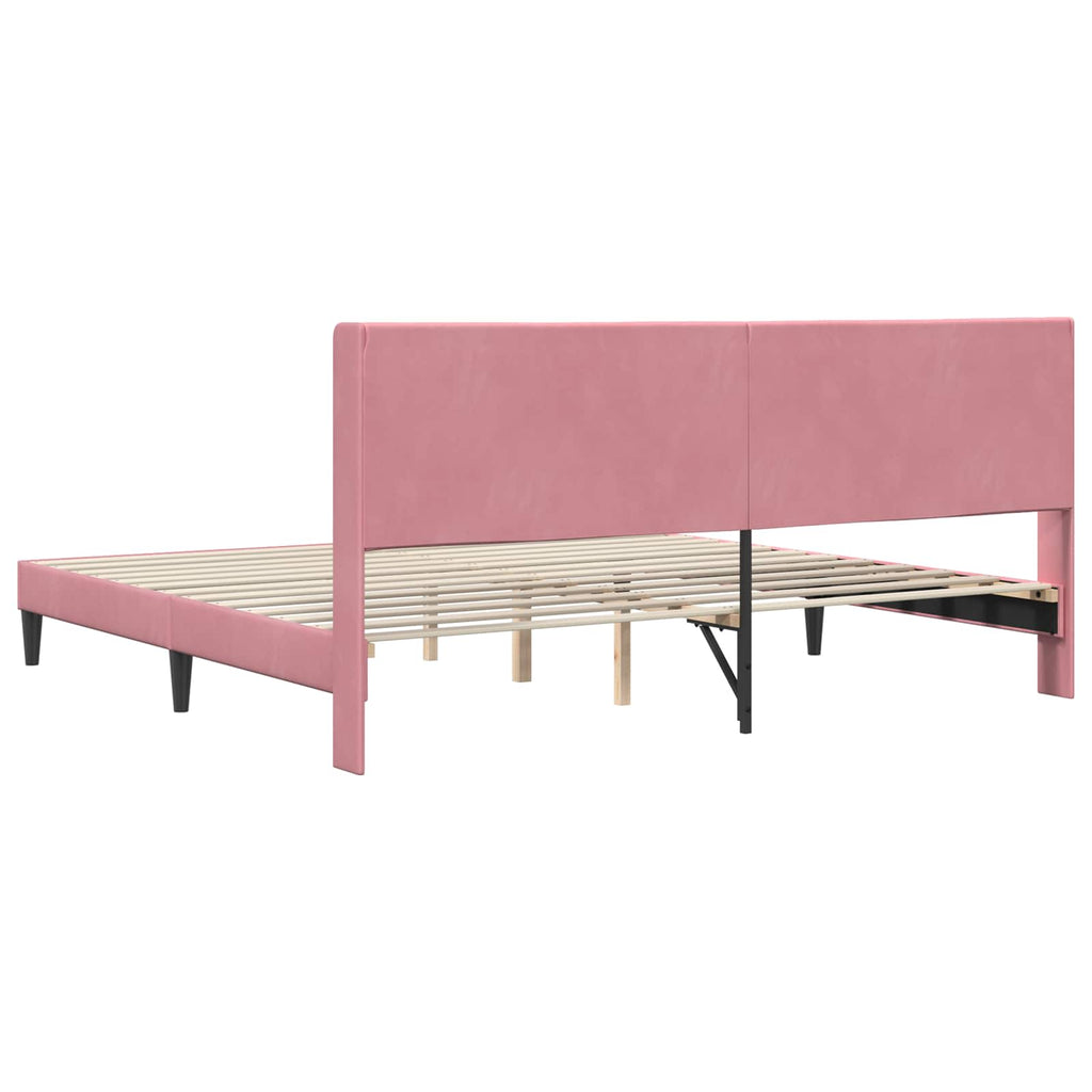 Bettrahmen mit Kopfteil Rosa 200 x 200 cm Samt