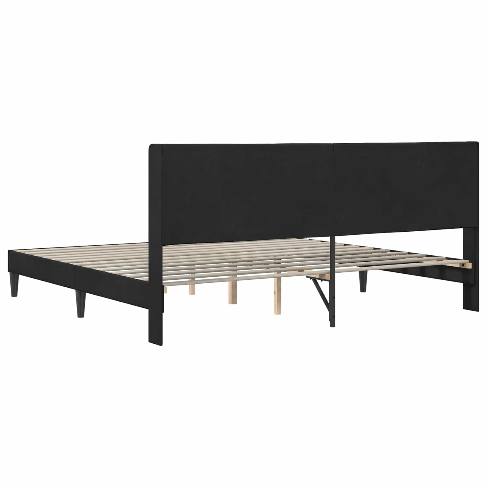 Bettrahmen mit Kopfteil Schwarz 200 x 200 cm Samt
