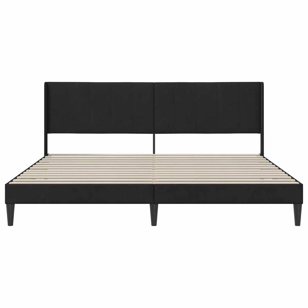 Bettrahmen mit Kopfteil Schwarz 200 x 200 cm Samt