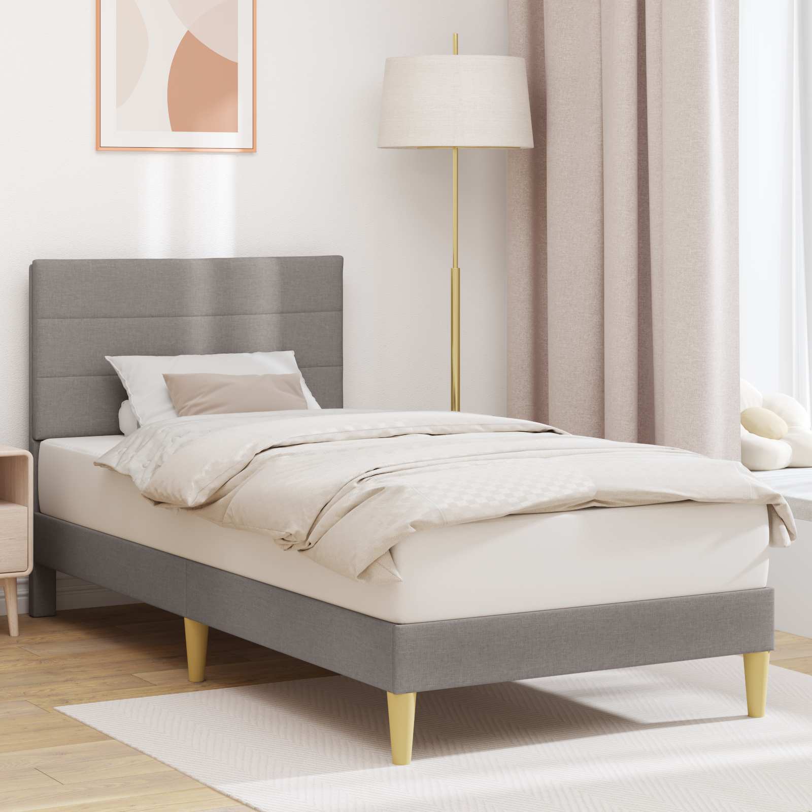Bettrahmen mit Kopfteil Taupe 80 x 200 cm Stoff