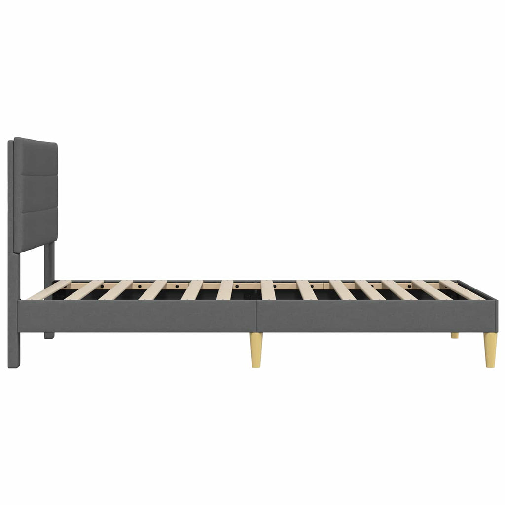 Bettrahmen mit Kopfteil Dunkelgrau 90 x 190 cm Stoff