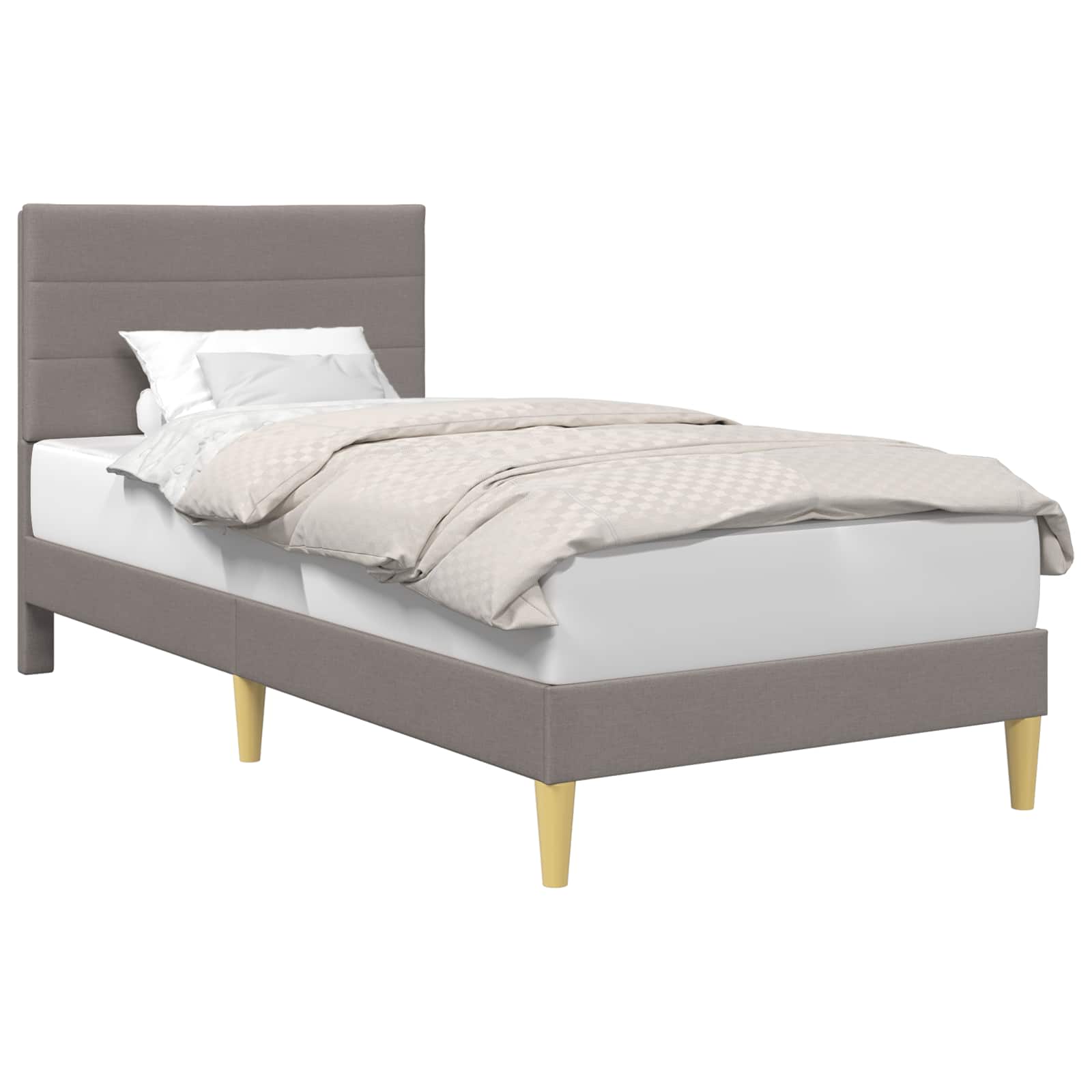 Bettrahmen mit Kopfteil Taupe 90 x 190 cm Stoff