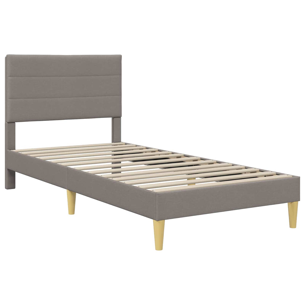 Bettrahmen mit Kopfteil Taupe 90 x 190 cm Stoff