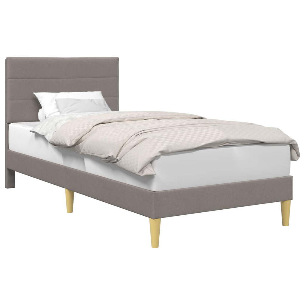 Bettrahmen mit Kopfteil Taupe 90 x 200 cm Stoff