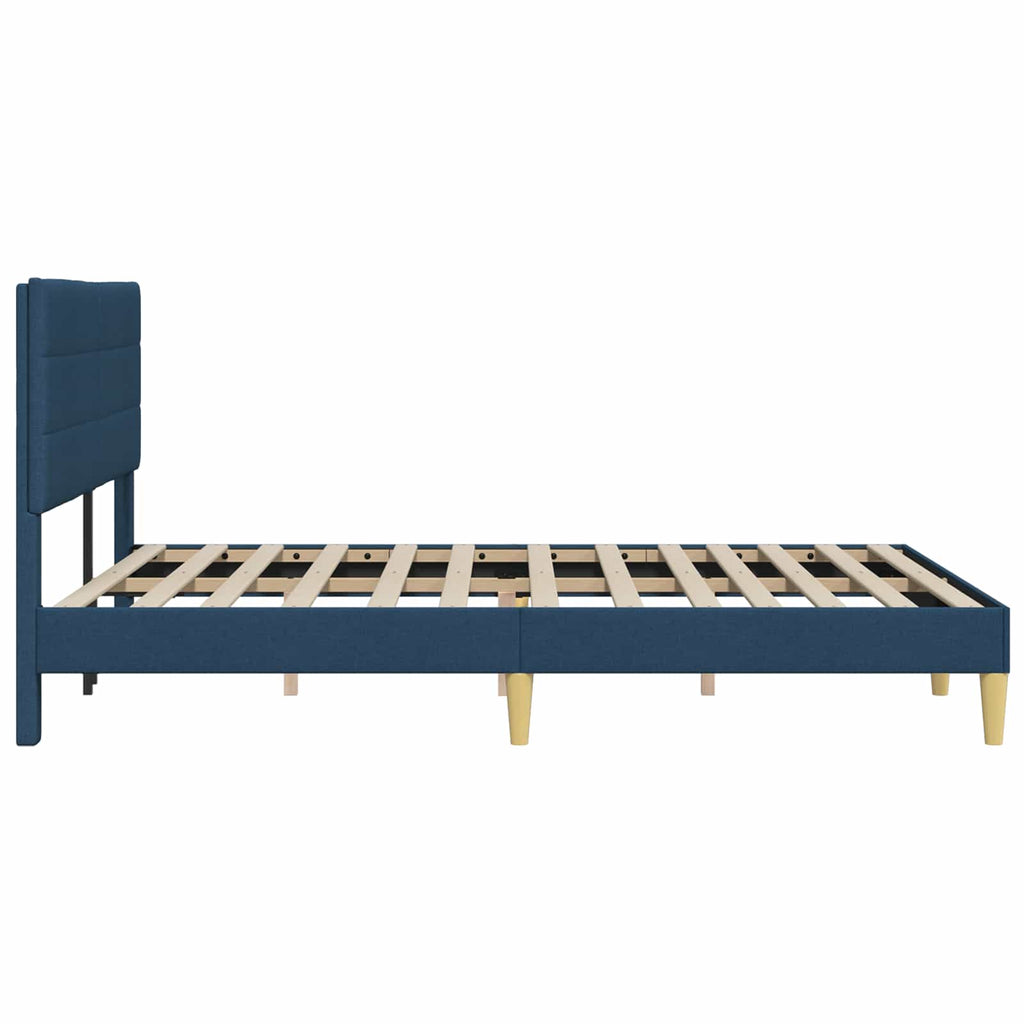 Bettrahmen mit Kopfteil Blau 140 x 190 cm Stoff