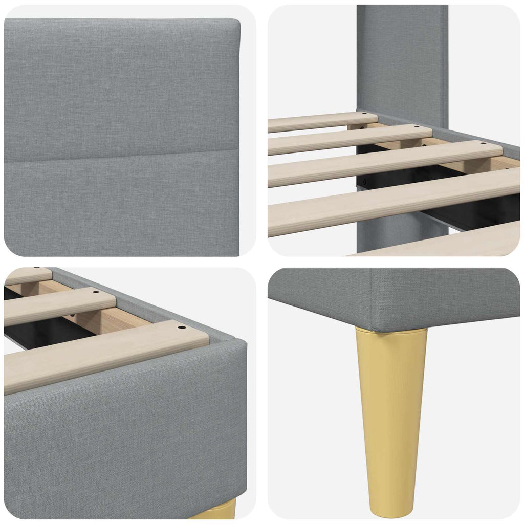 Bettrahmen mit Kopfteil Hellgrau 140 x 200 cm Stoff