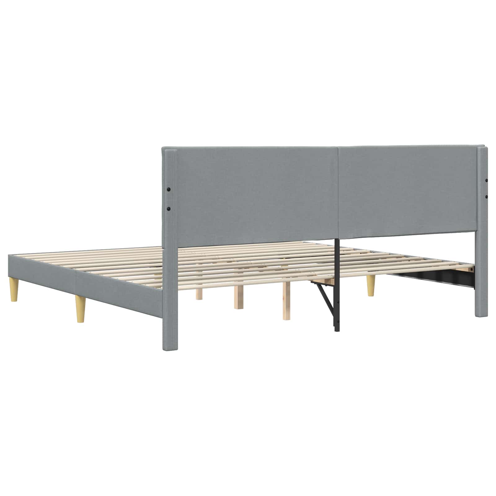 Bettrahmen mit Kopfteil Hellgrau 200 x 200 cm Stoff