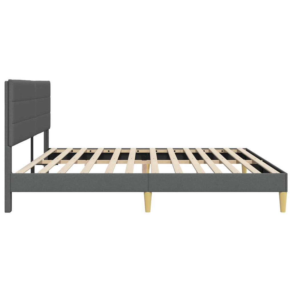 Bettrahmen mit Kopfteil Dunkelgrau 200 x 200 cm Stoff