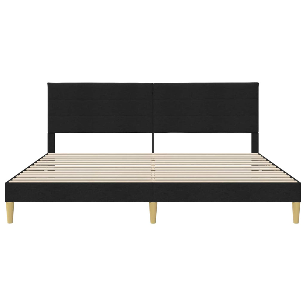 Bettrahmen mit Kopfteil Schwarz 200 x 200 cm Stoff