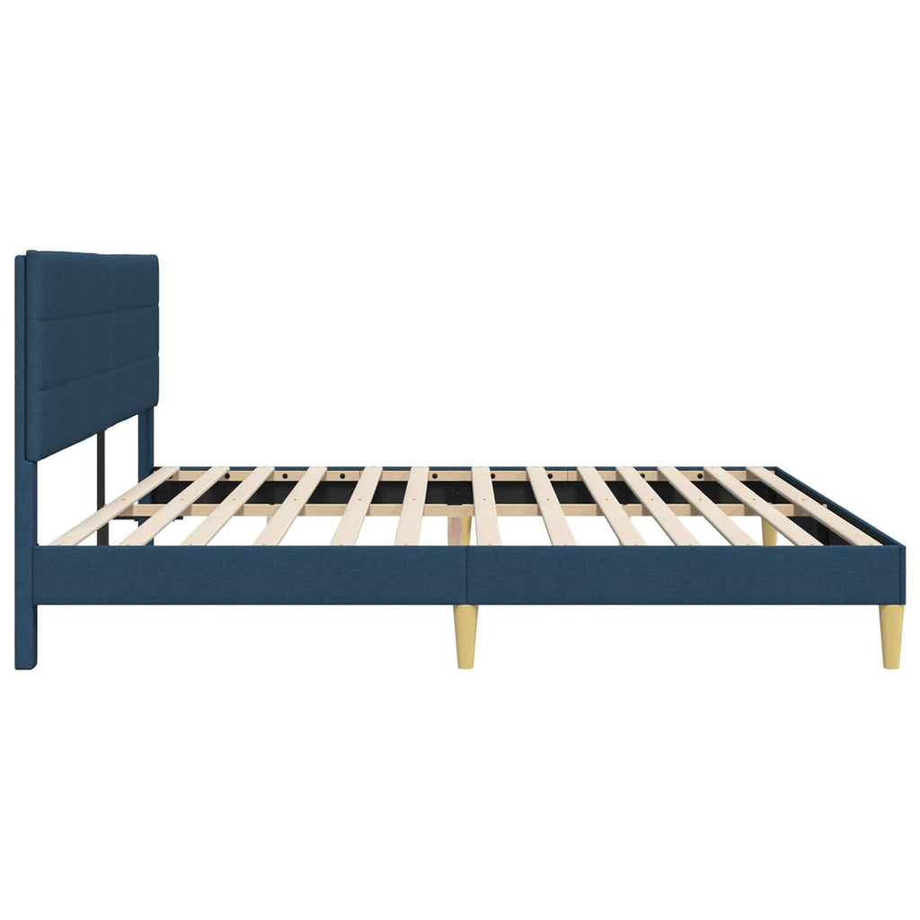 Bettrahmen mit Kopfteil Blau 200 x 200 cm Stoff