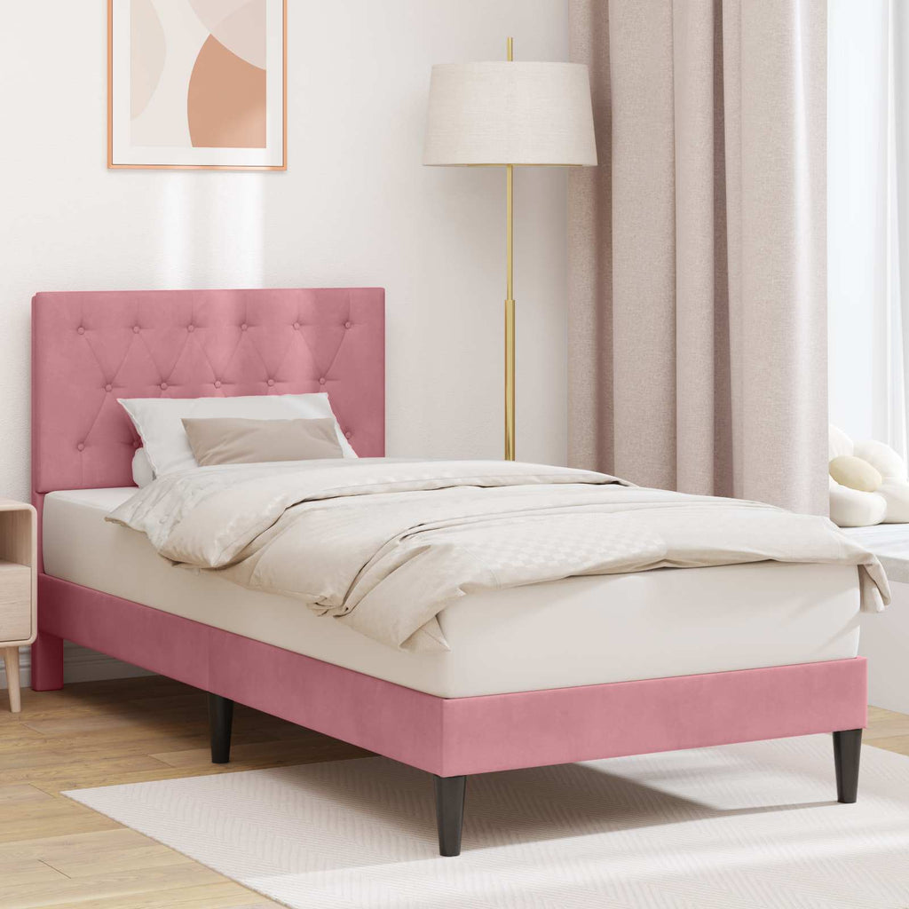 Bettrahmen mit Kopfteil Rosa 90 x 190 cm Samt