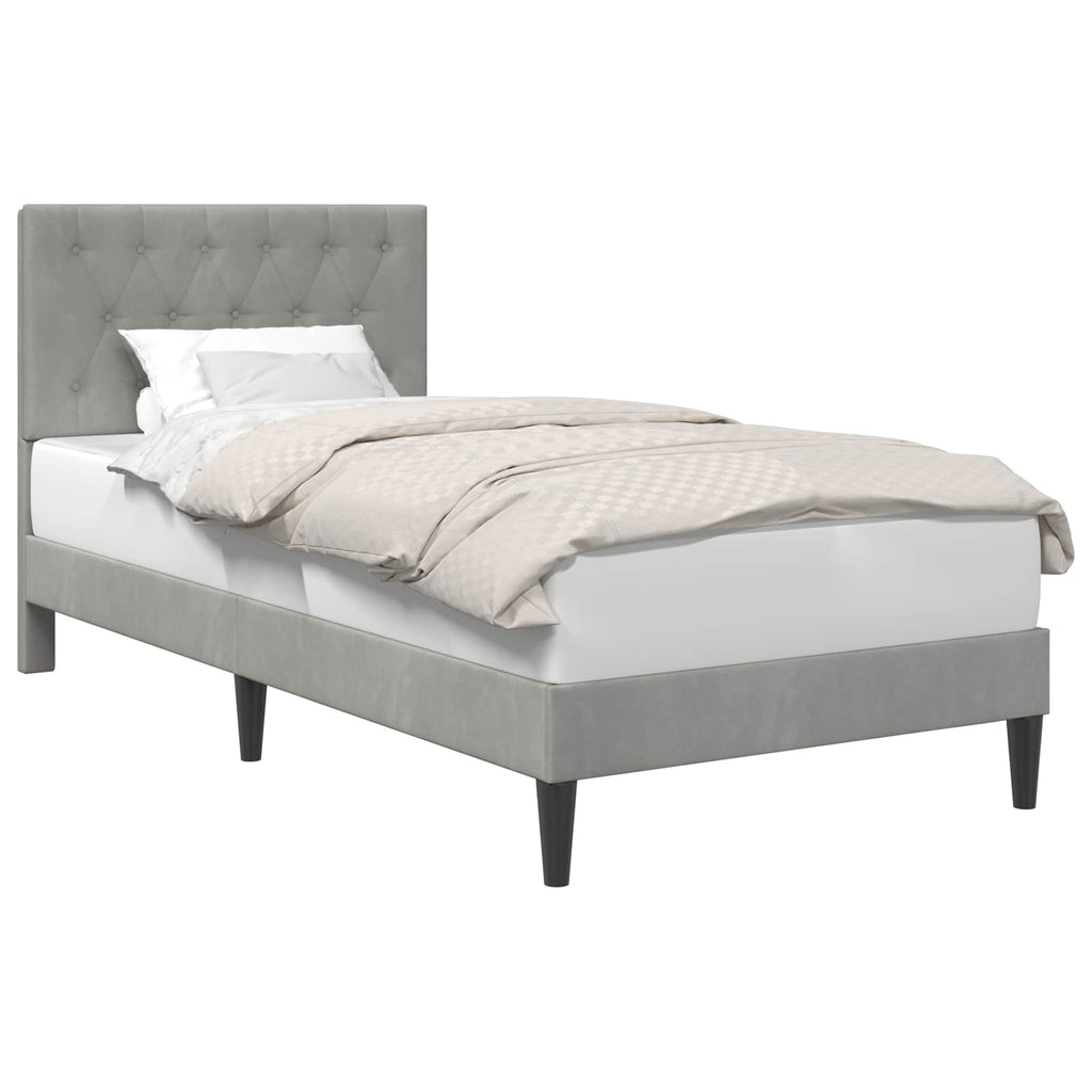 Bettrahmen mit Kopfteil Hellgrau 90 x 200 cm Samt