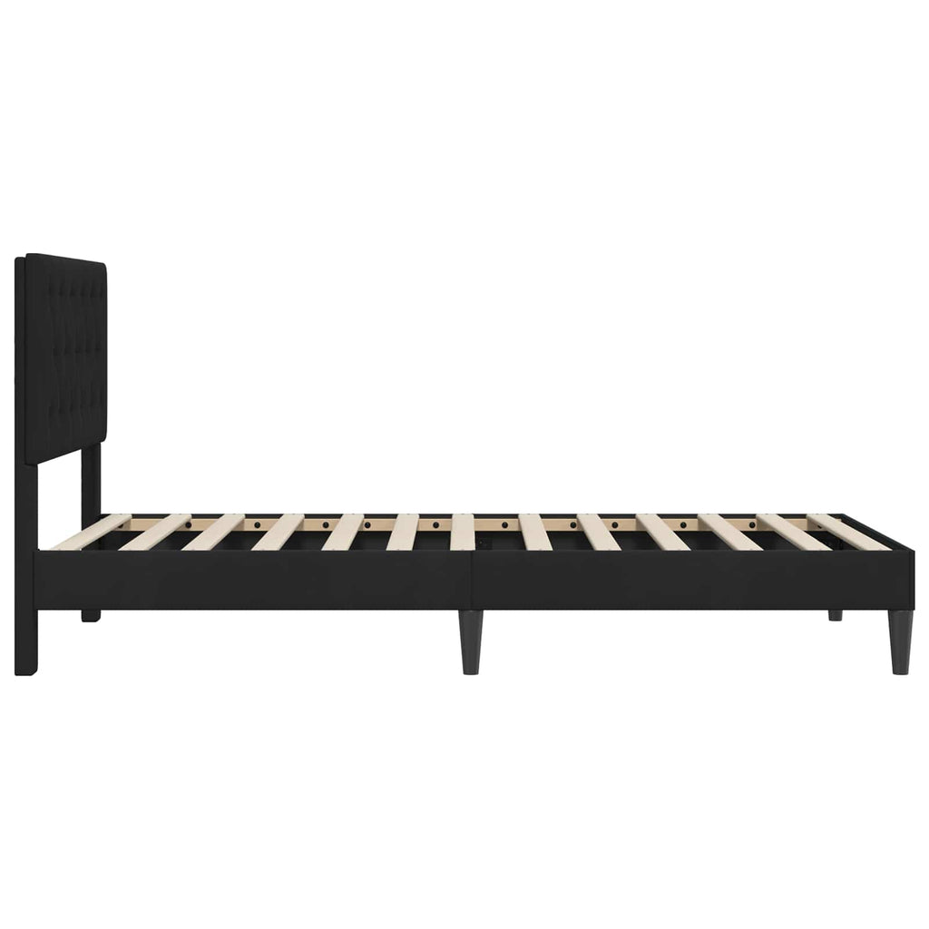Bettrahmen mit Kopfteil Schwarz 90 x 200 cm Samt
