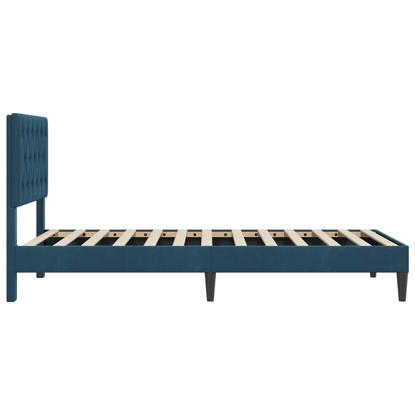 Bettrahmen mit Kopfteil Blau 90 x 200 cm Samt