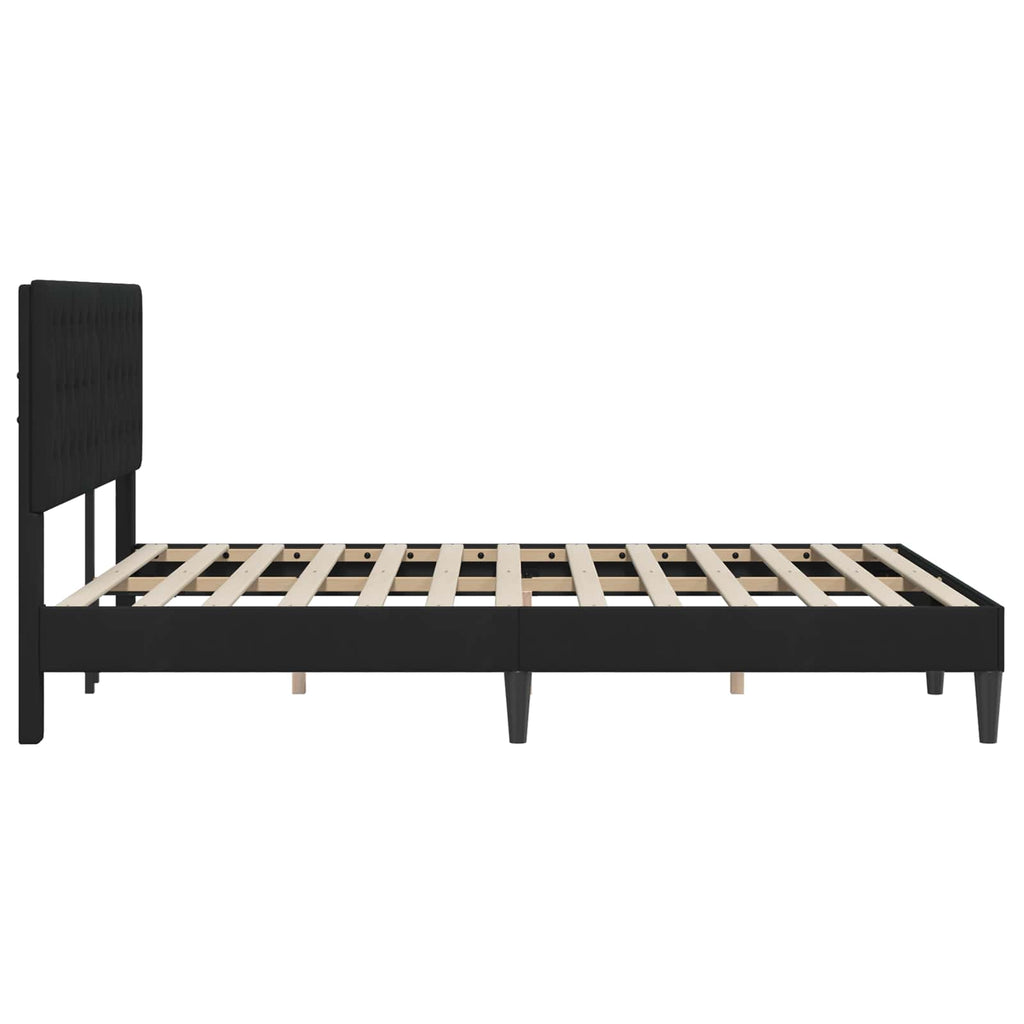 Bettrahmen mit Kopfteil Schwarz 120 x 190 cm Samt