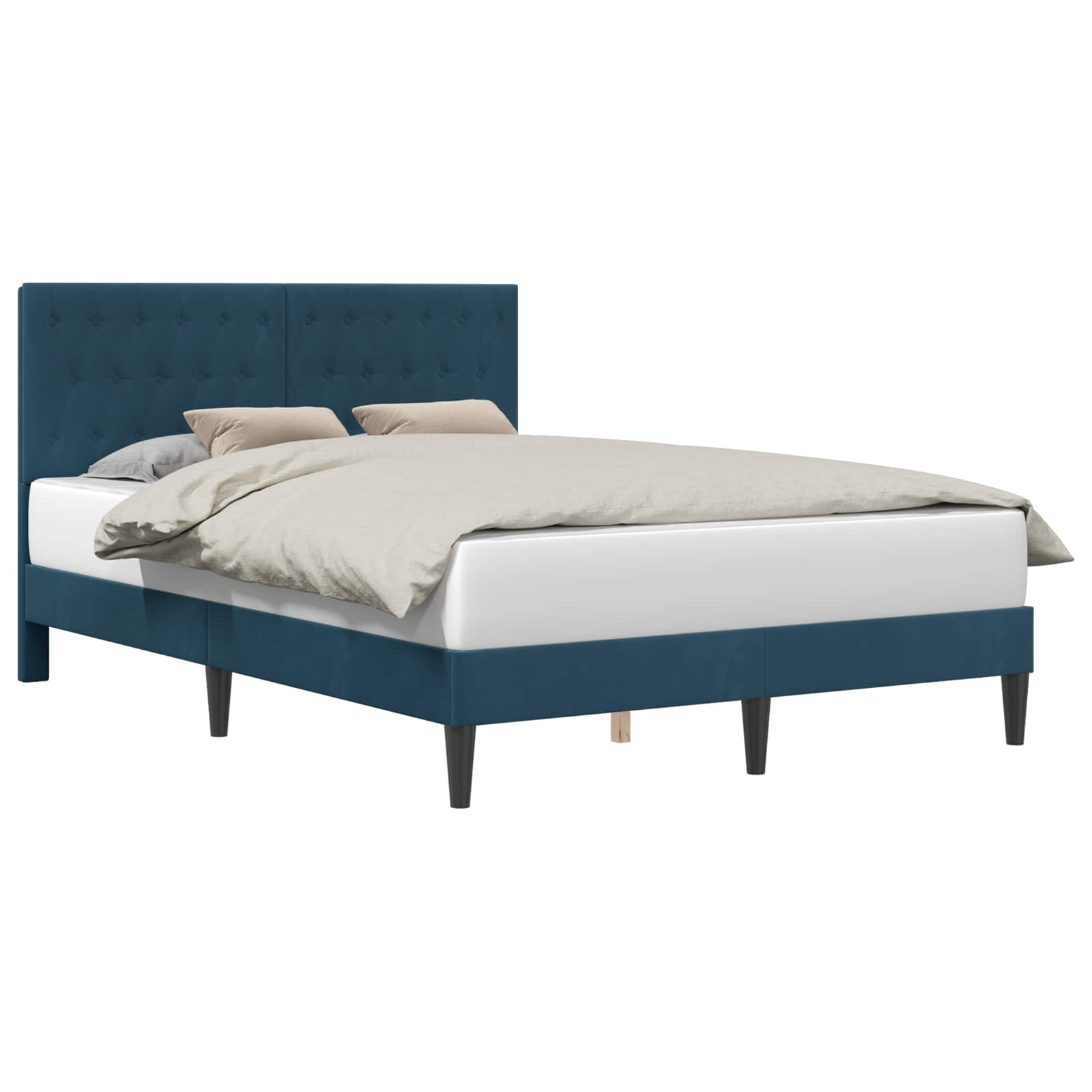 Bettrahmen mit Kopfteil Blau 120 x 190 cm Samt