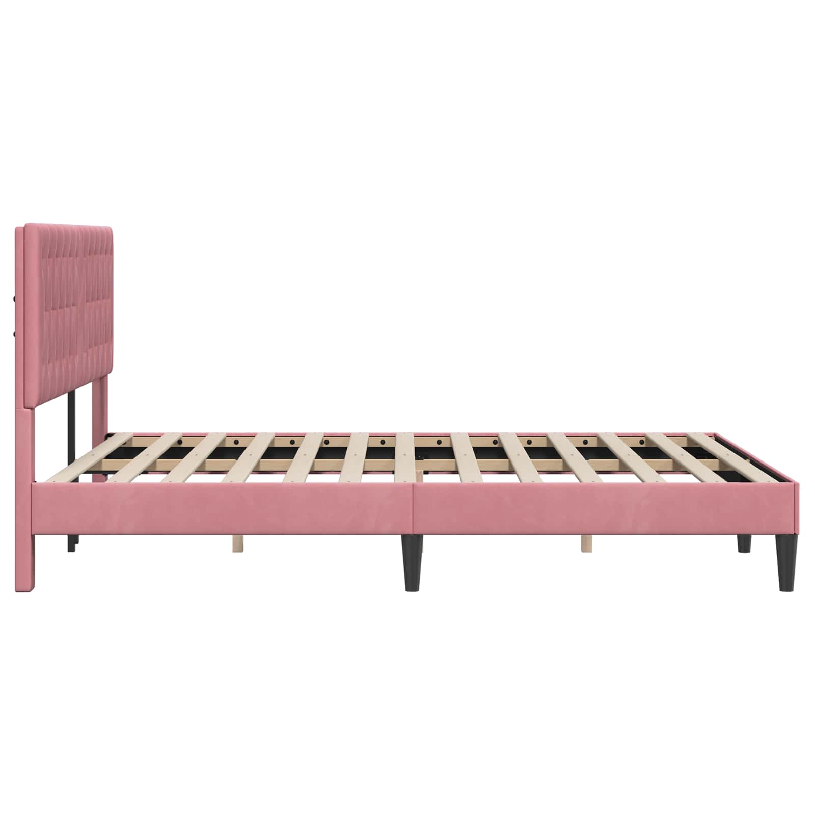 Bettrahmen mit Kopfteil Rosa 140 x 200 cm Samt