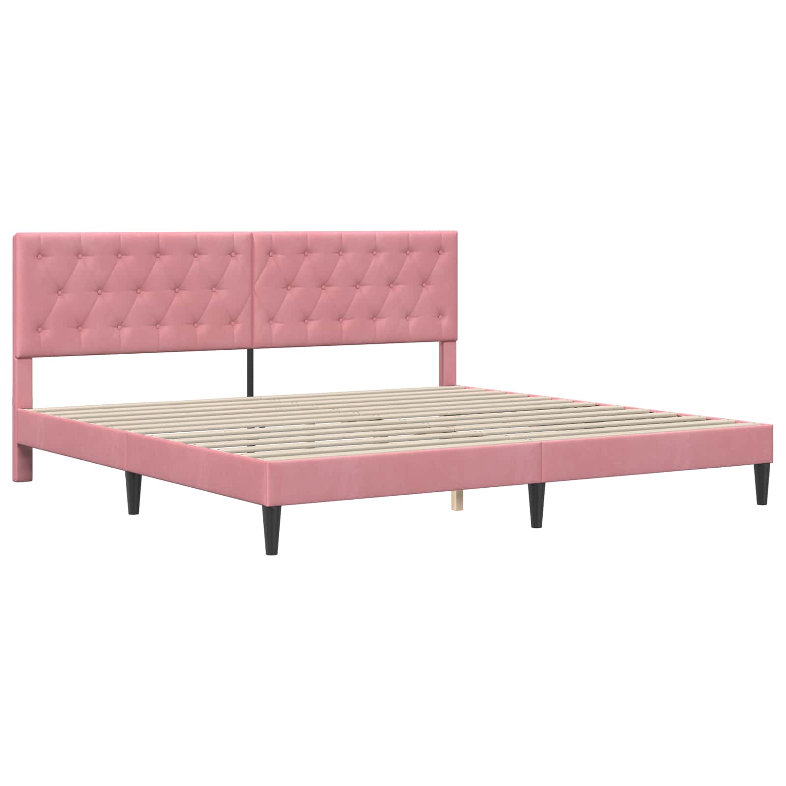 Bettrahmen mit Kopfteil Rosa 200 x 200 cm Samt