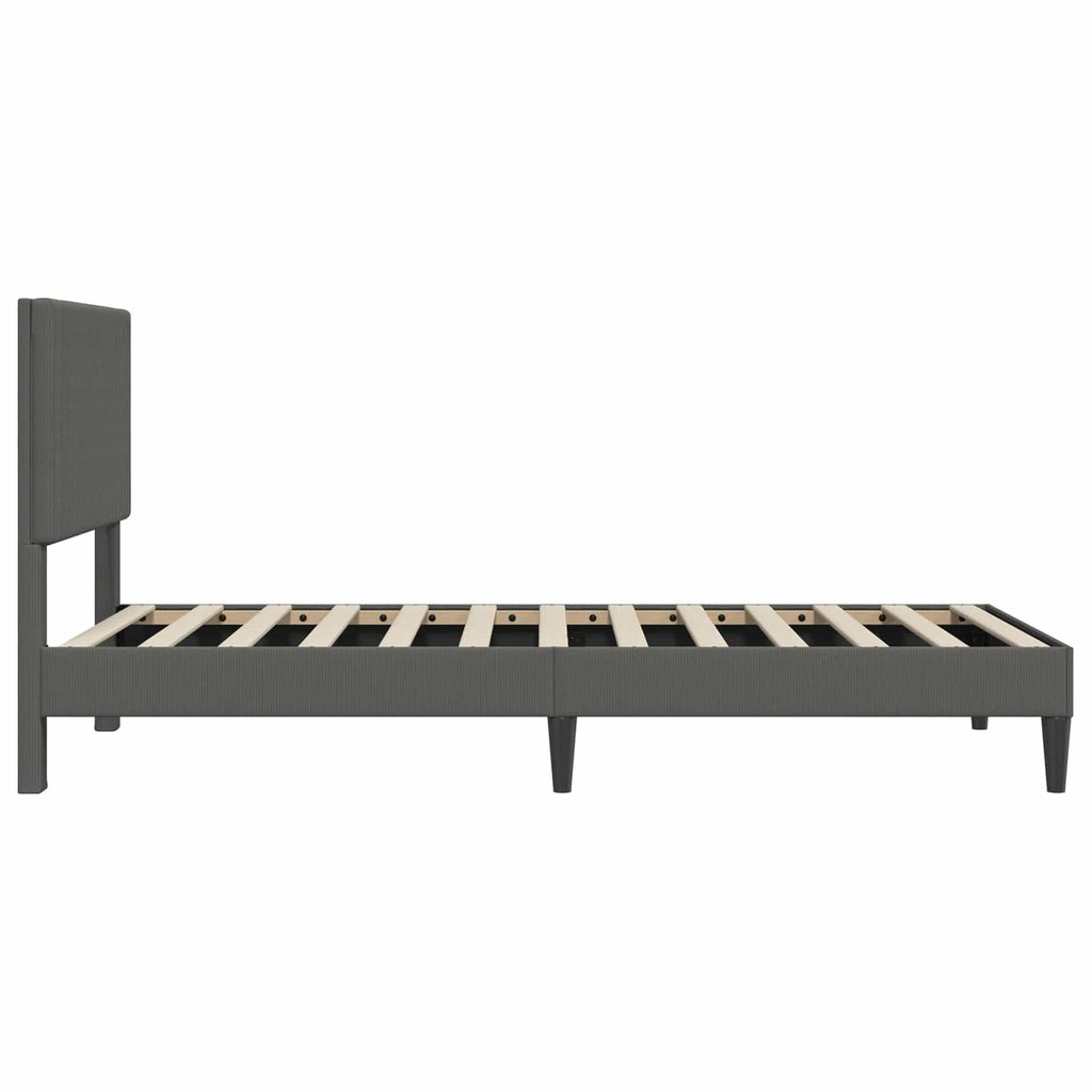 Bettrahmen mit Kopfteil Dunkelgrau 90 x 190 cm Cordstoff
