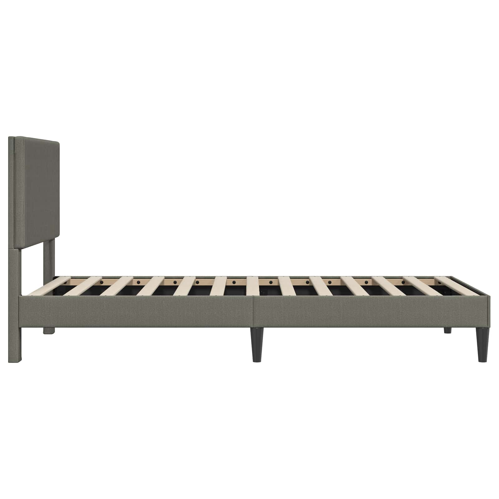 Bettrahmen mit Kopfteil Hellgrau 90 x 200 cm Cordstoff