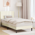 Bettrahmen mit Kopfteil Creme 90 x 200 cm Cordstoff