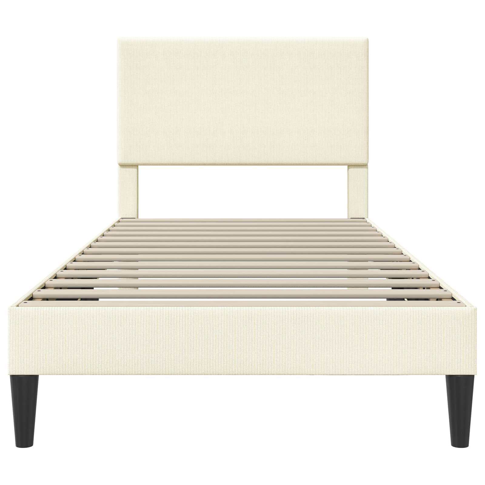 Bettrahmen mit Kopfteil Creme 90 x 200 cm Cordstoff