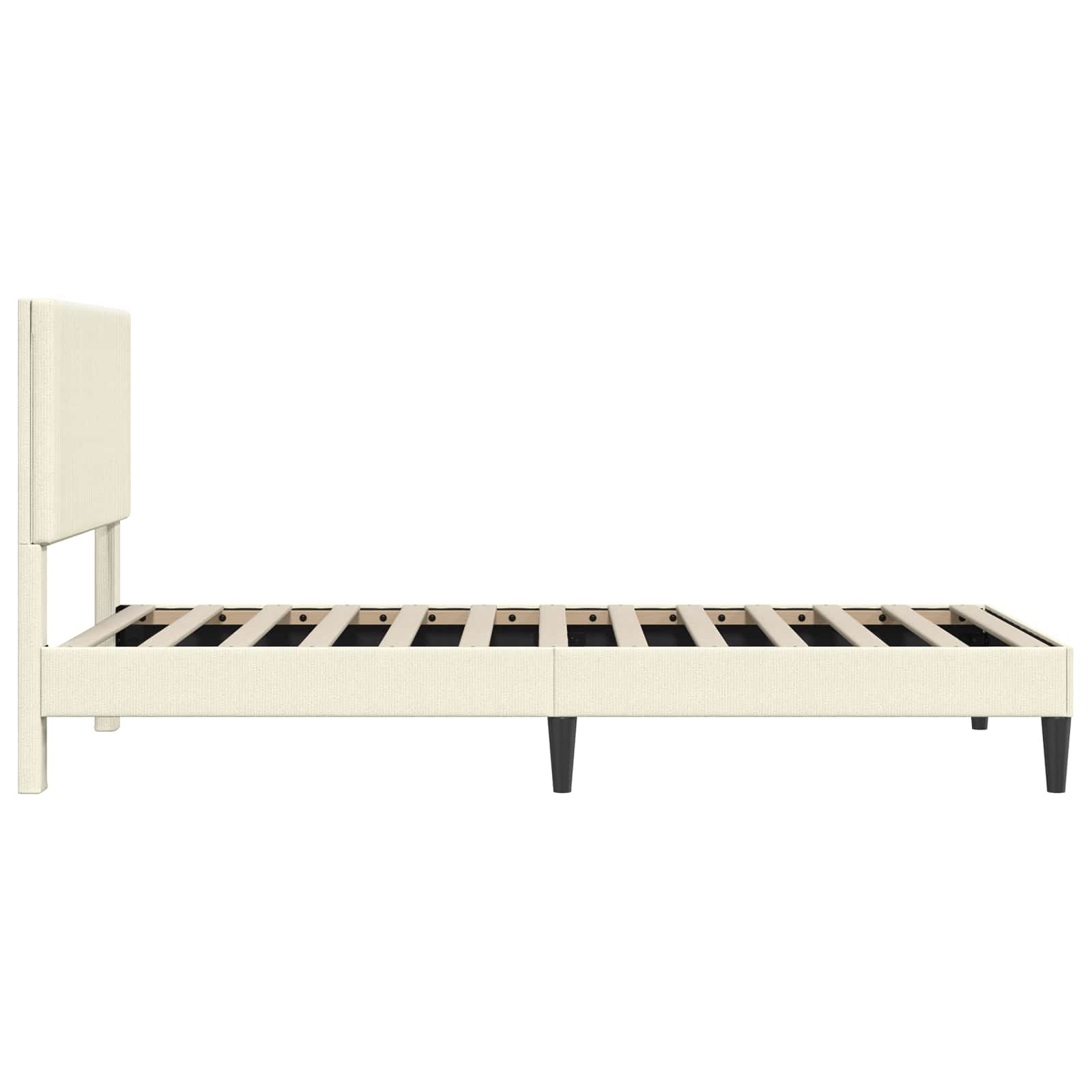 Bettrahmen mit Kopfteil Creme 90 x 200 cm Cordstoff