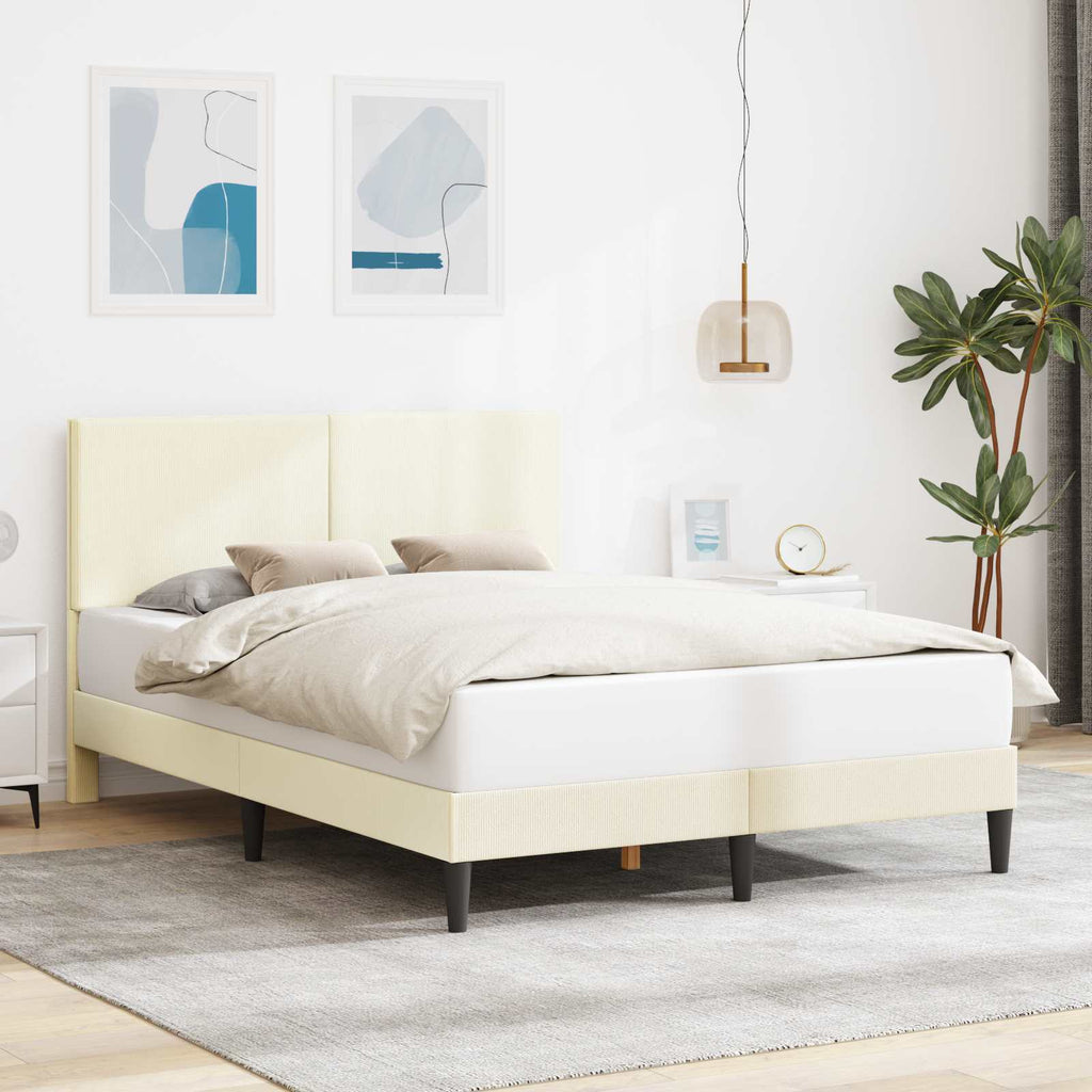 Bettrahmen mit Kopfteil Creme 120 x 200 cm Cordstoff