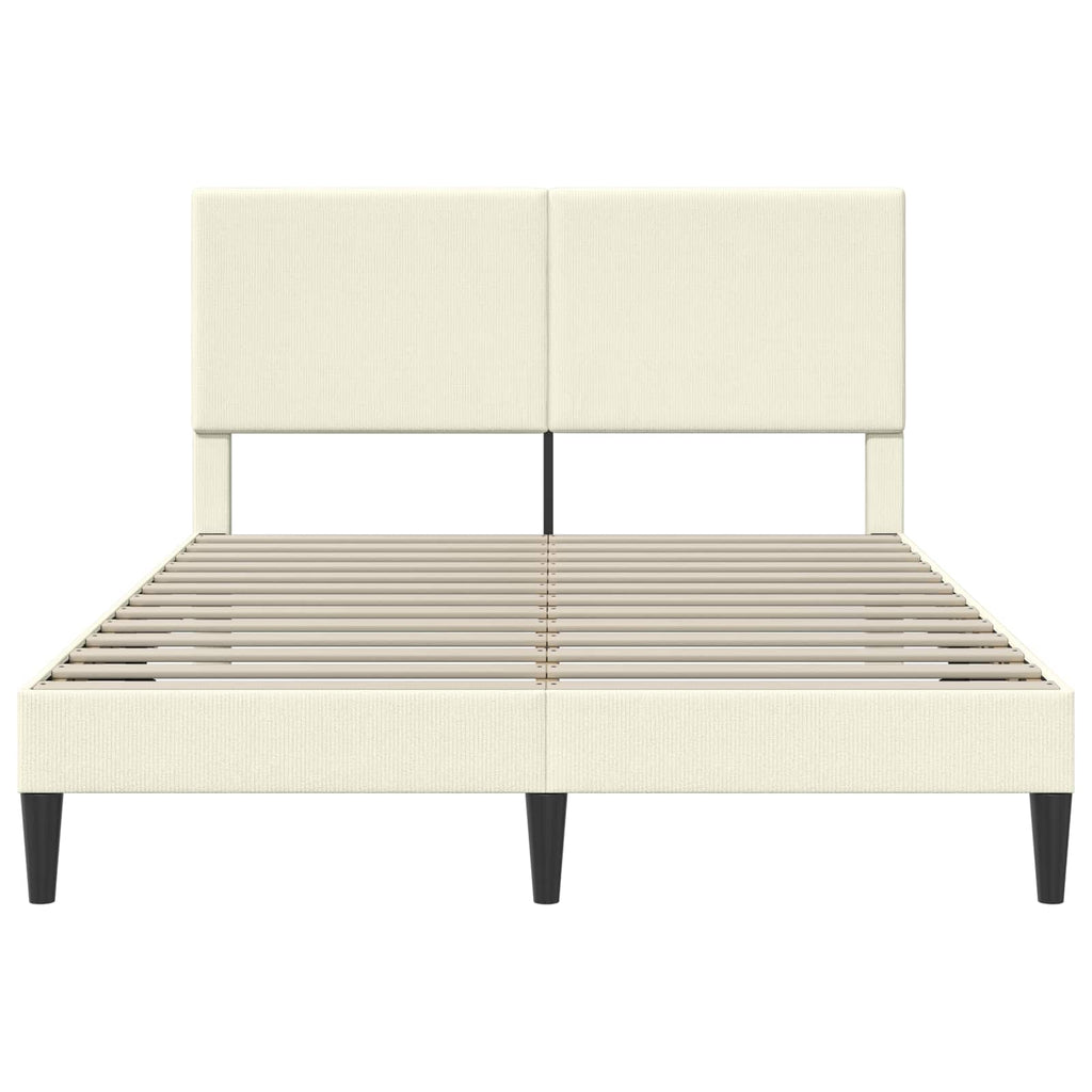 Bettrahmen mit Kopfteil Creme 140 x 190 cm Cordstoff