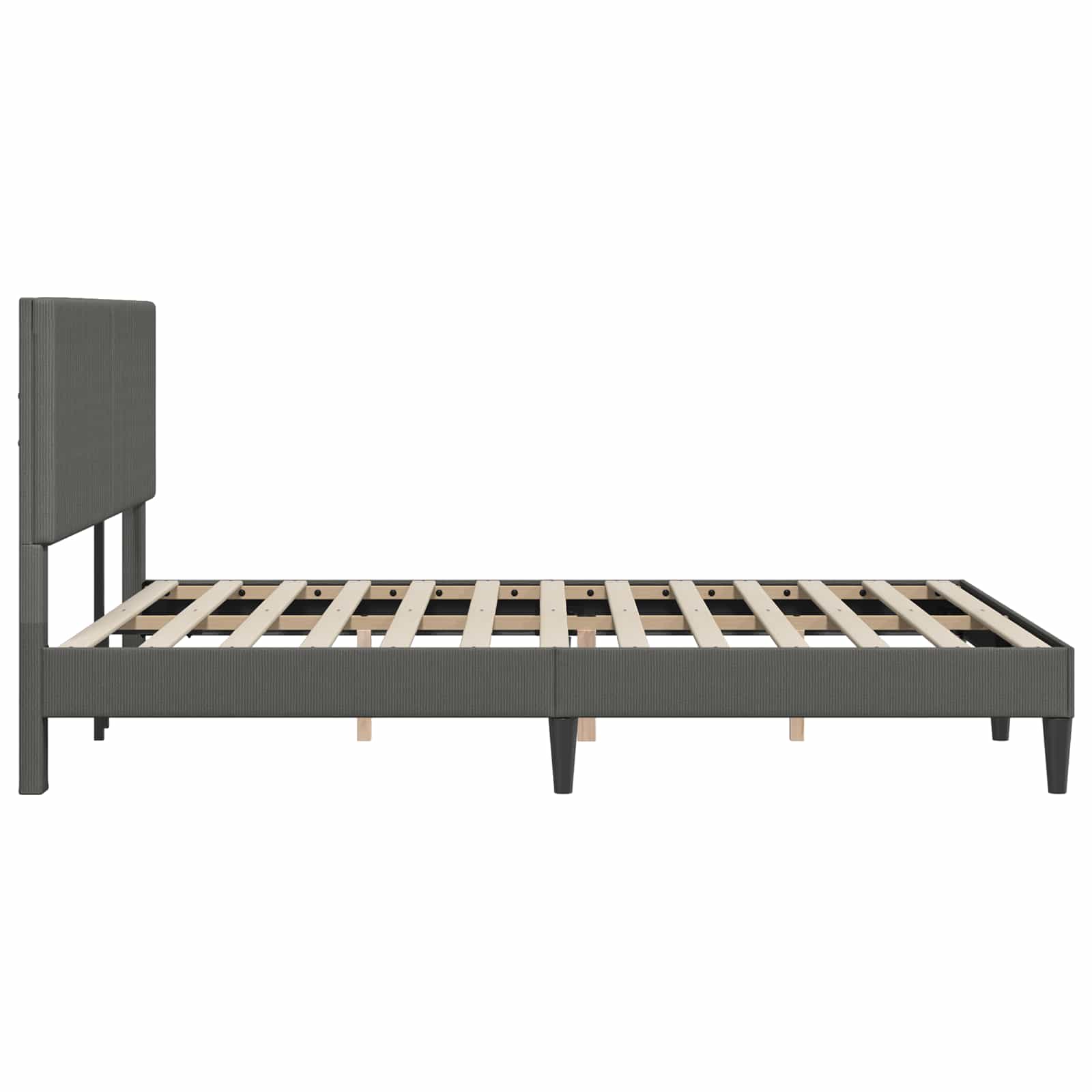 Bettrahmen mit Kopfteil Dunkelgrau 160 x 200 cm Cordstoff
