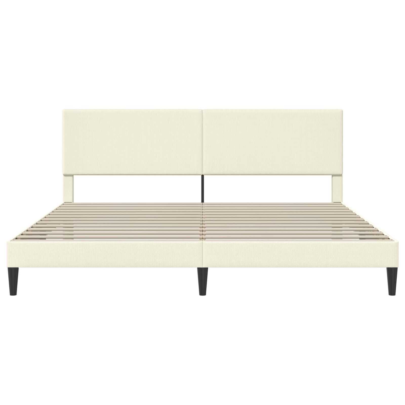 Bettrahmen mit Kopfteil Creme 180 x 200 cm Cordstoff
