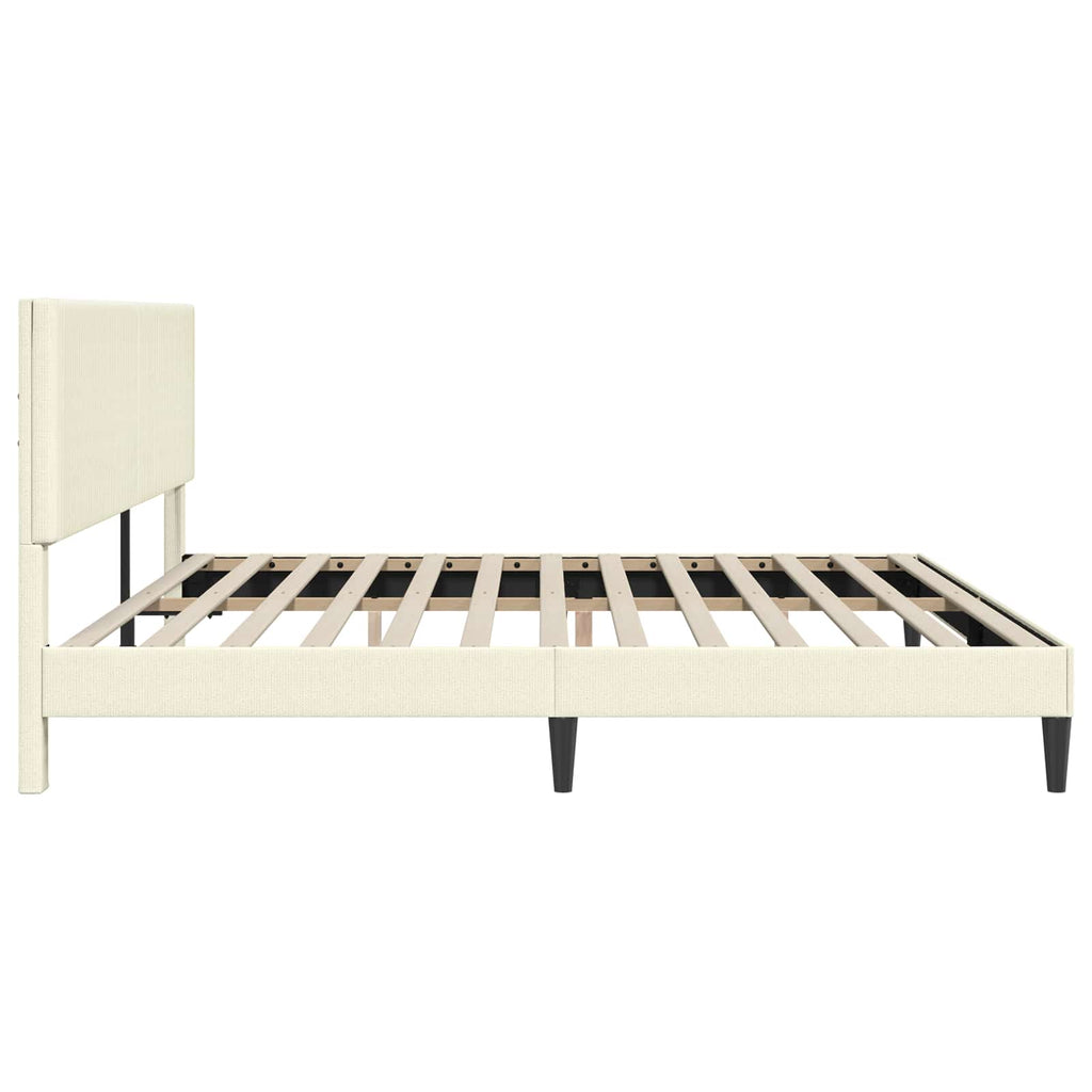 Bettrahmen mit Kopfteil Creme 180 x 200 cm Cordstoff