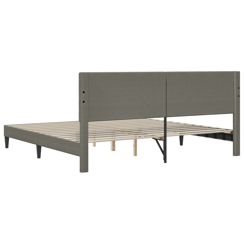 Bettrahmen mit Kopfteil Hellgrau 200 x 200 cm Cordstoff