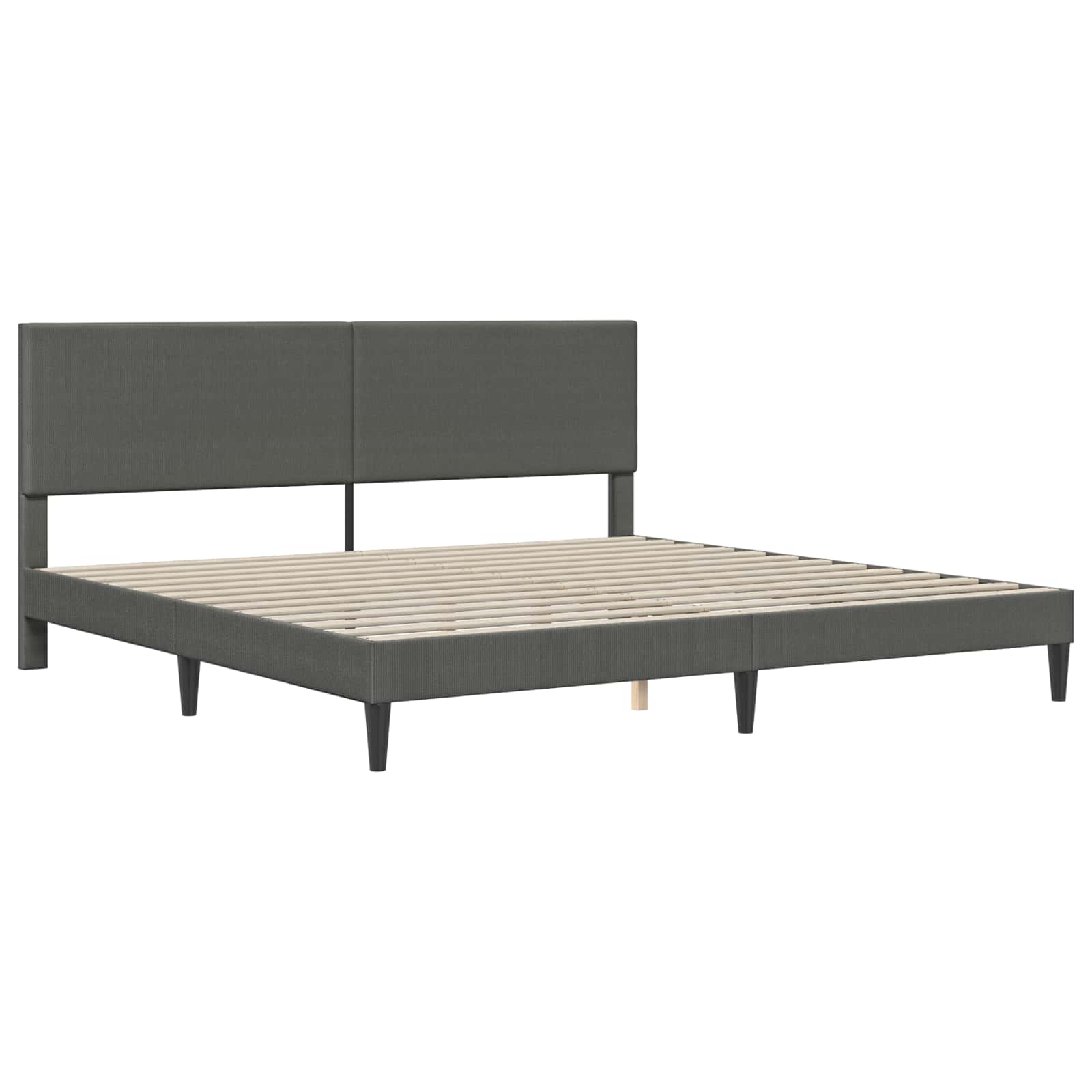 Bettrahmen mit Kopfteil Dunkelgrau 200 x 200 cm Cordstoff