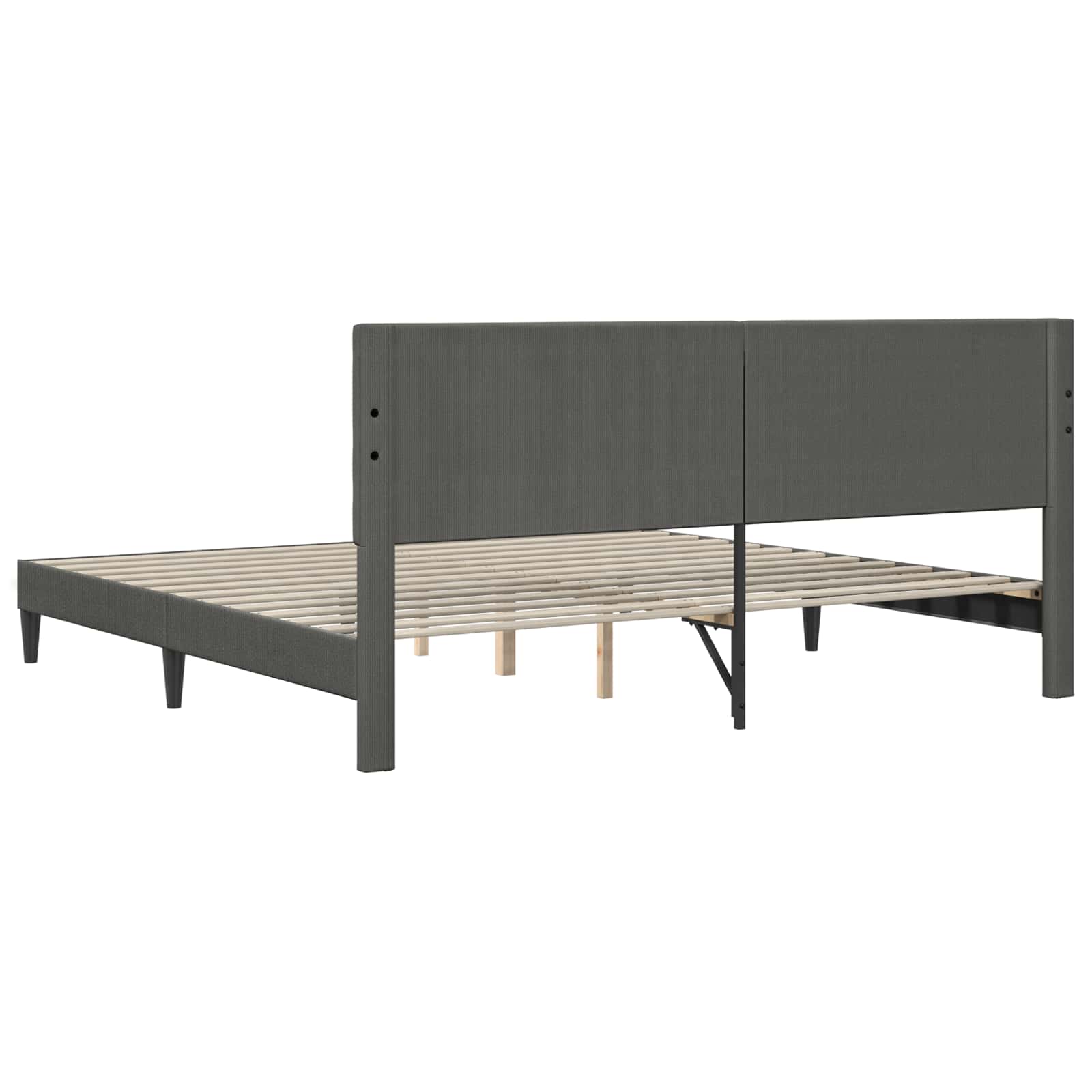 Bettrahmen mit Kopfteil Dunkelgrau 200 x 200 cm Cordstoff