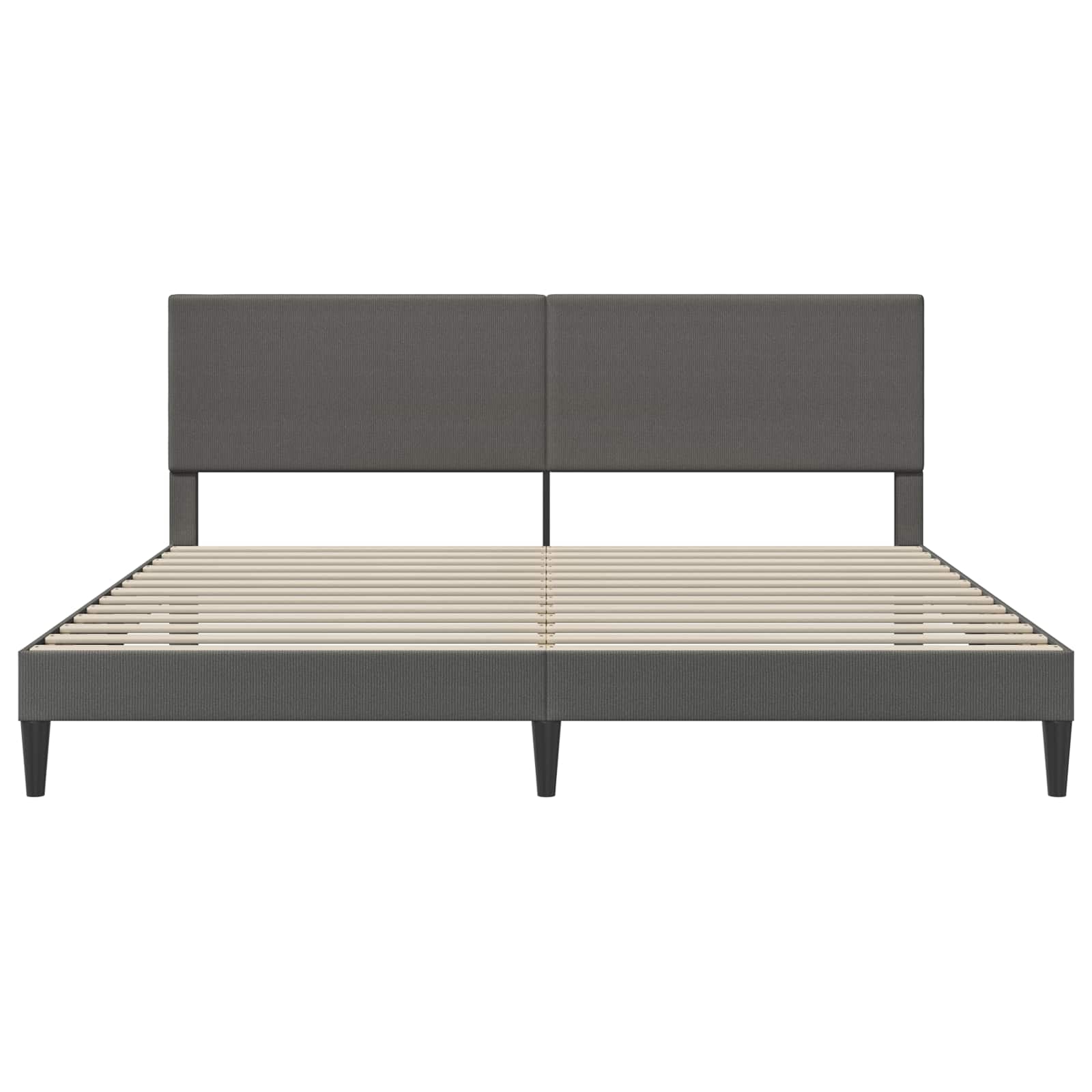 Bettrahmen mit Kopfteil Dunkelgrau 200 x 200 cm Cordstoff