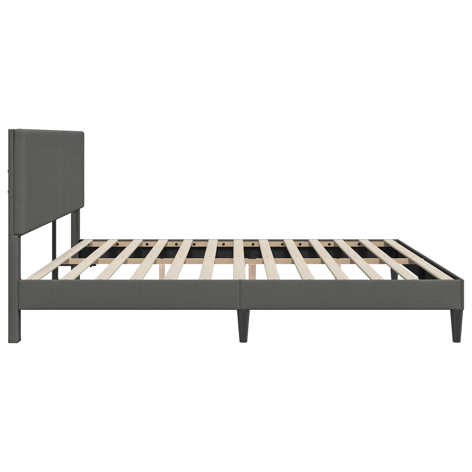 Bettrahmen mit Kopfteil Dunkelgrau 200 x 200 cm Cordstoff