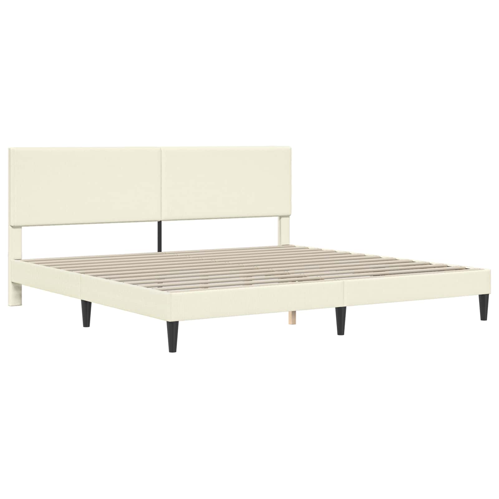 Bettrahmen mit Kopfteil Creme 200 x 200 cm Cordstoff