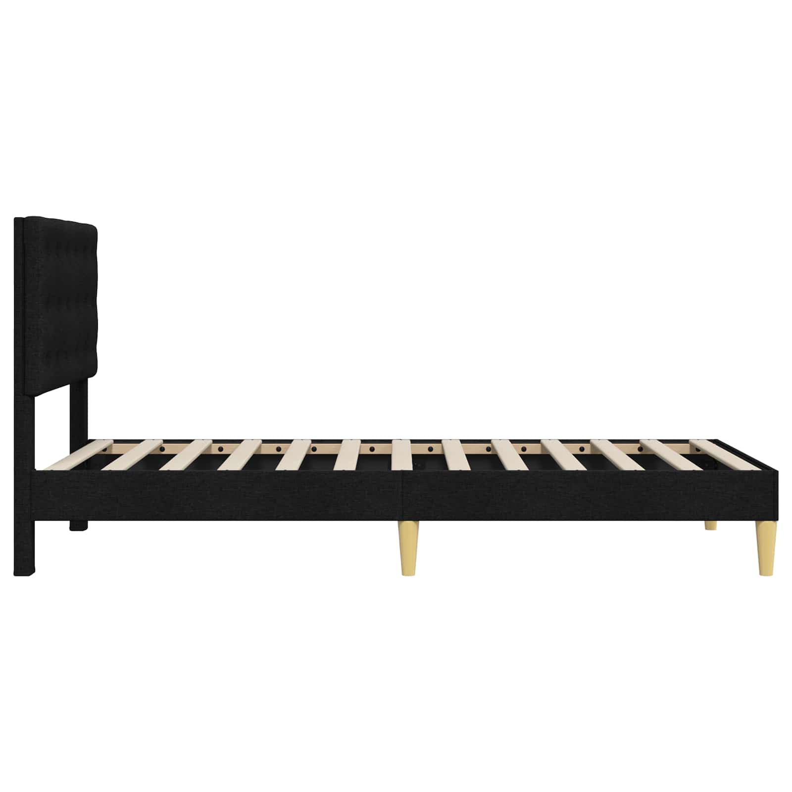 Bettrahmen mit Kopfteil Schwarz 90 x 190 cm Stoff