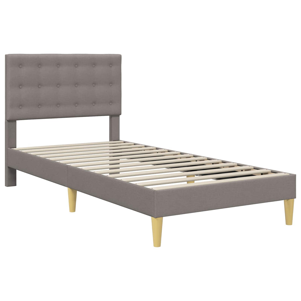 Bettrahmen mit Kopfteil Taupe 90 x 190 cm Stoff