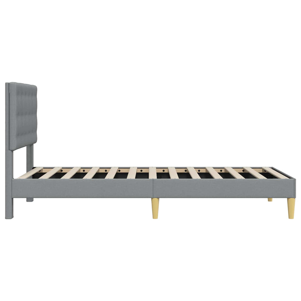 Bettrahmen mit Kopfteil Hellgrau 90 x 200 cm Stoff