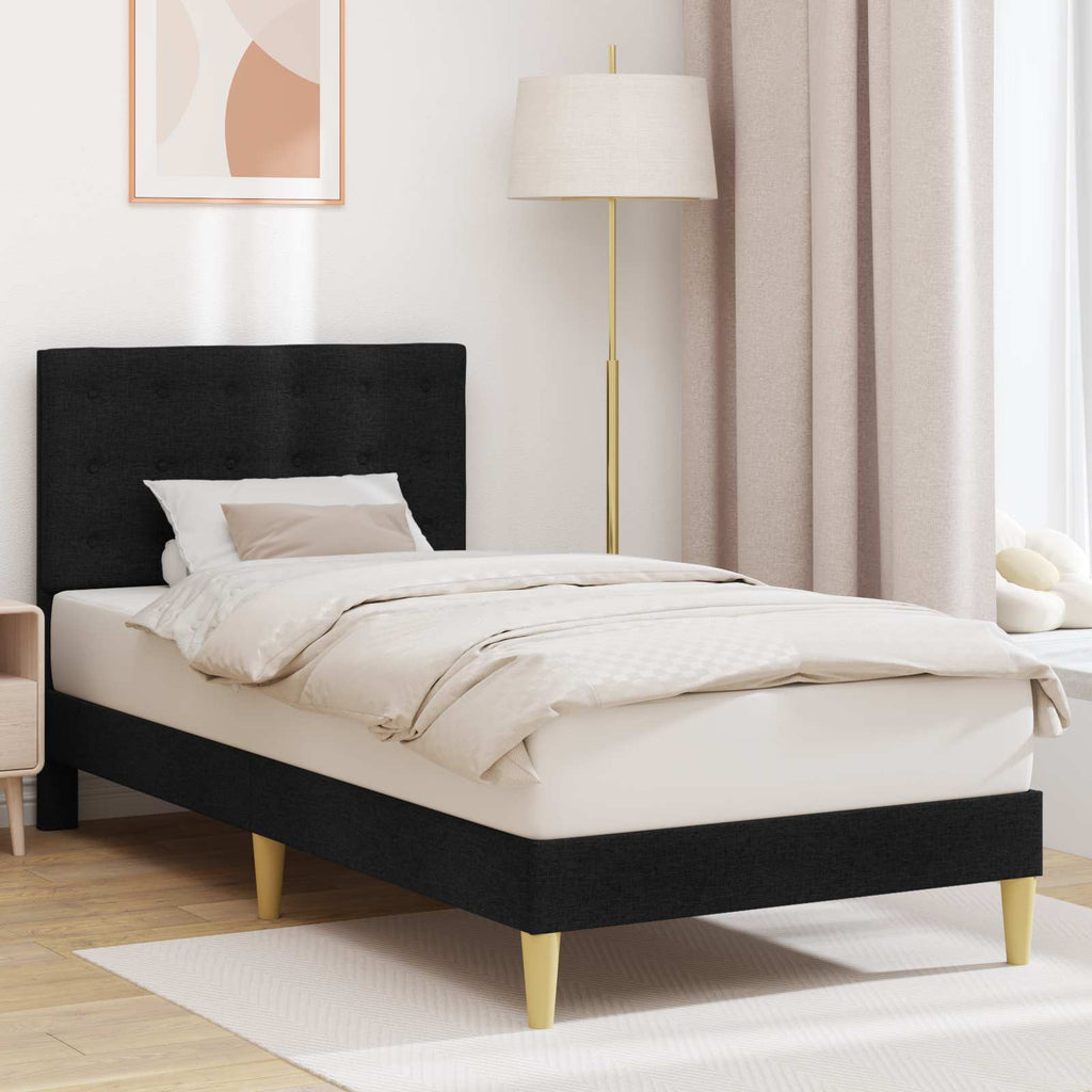 Bettrahmen mit Kopfteil Schwarz 90 x 200 cm Stoff