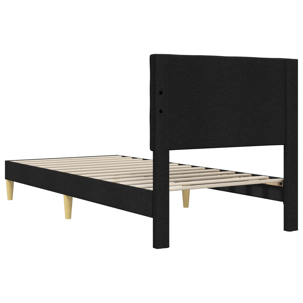 Bettrahmen mit Kopfteil Schwarz 90 x 200 cm Stoff