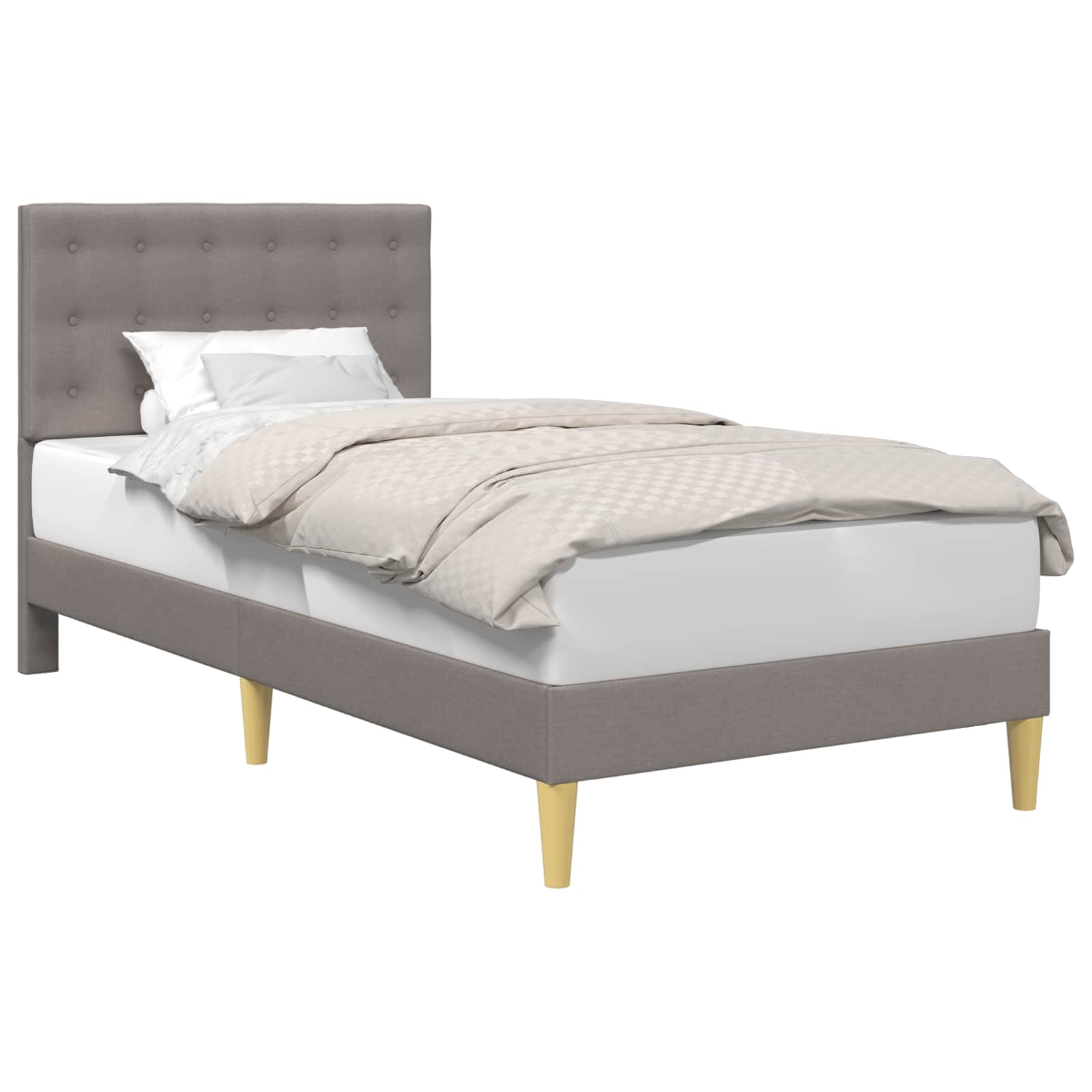 Bettrahmen mit Kopfteil Taupe 90 x 200 cm Stoff