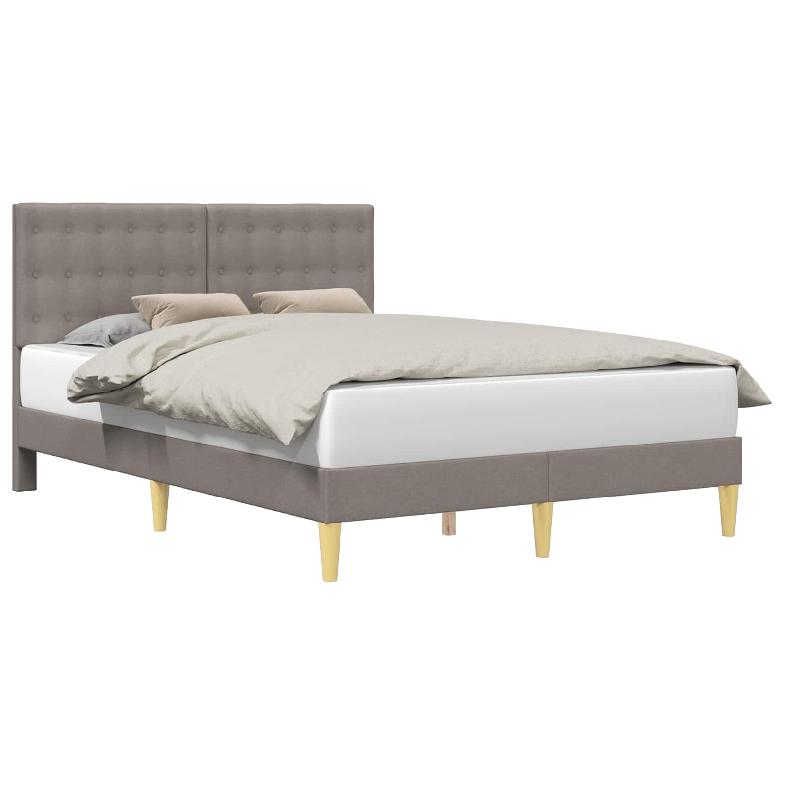 Bettrahmen mit Kopfteil Taupe 140 x 190 cm Stoff