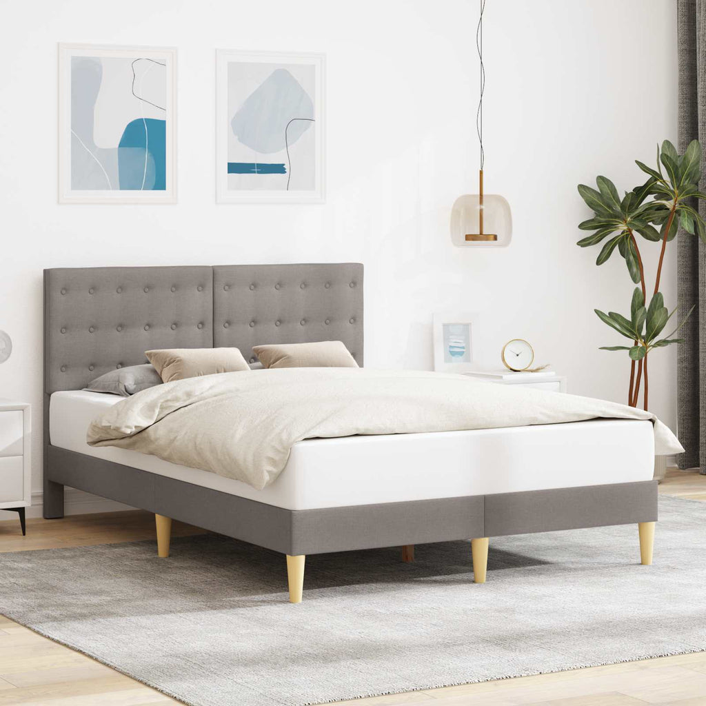 Bettrahmen mit Kopfteil Taupe 160 x 200 cm Stoff