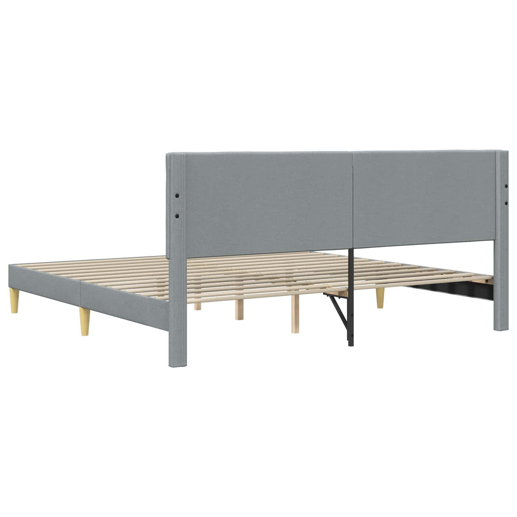 Bettrahmen mit Kopfteil Hellgrau 200 x 200 cm Stoff