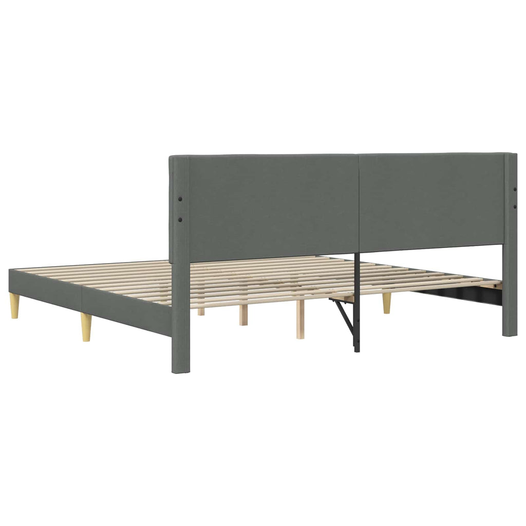 Bettrahmen mit Kopfteil Dunkelgrau 200 x 200 cm Stoff